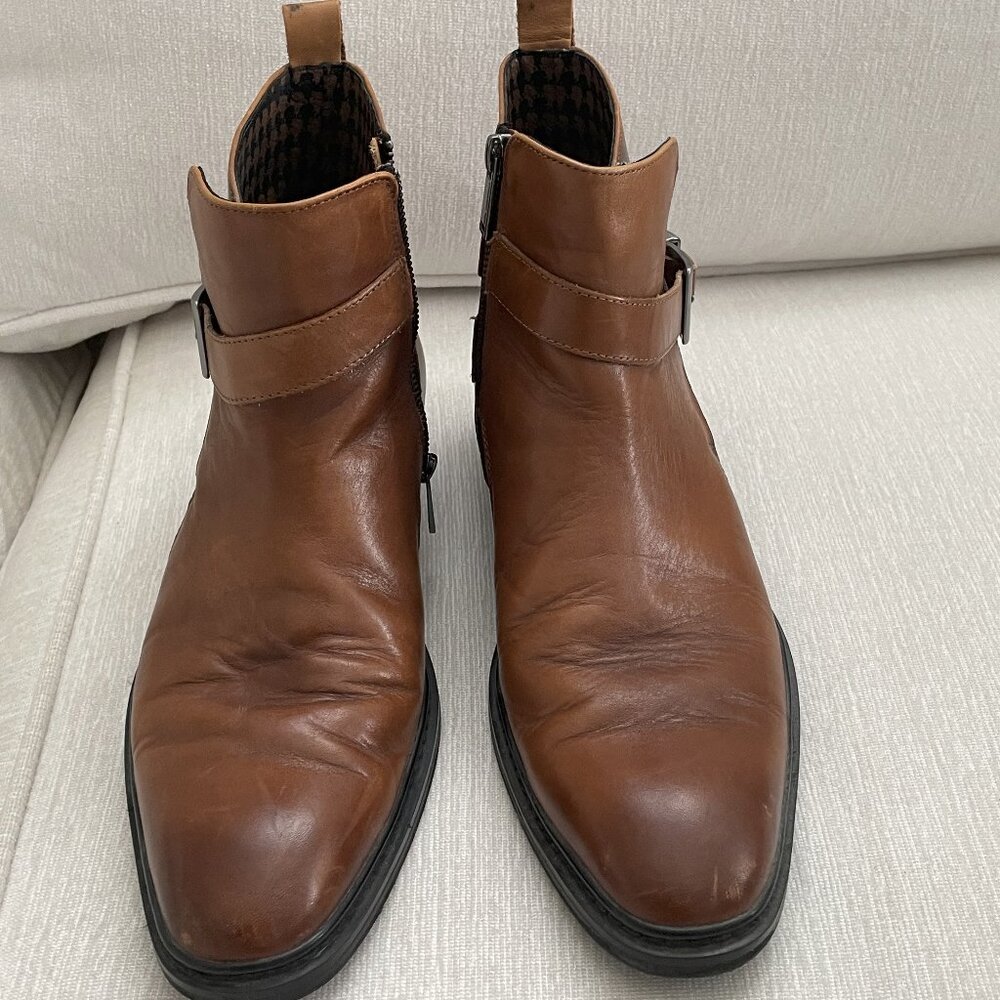 Karl Lagerfeld Mens Luggage color Leather Jodphur Ankle Boots SZ 10